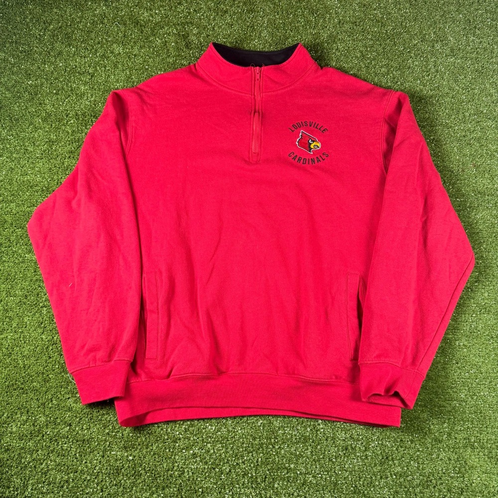 Colosseum Mens Louisville Cardinals‎ Quarter Zip Sweatshirt Red XL NCAA Pullover